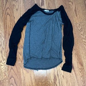 gray long sleeve with black sleeves